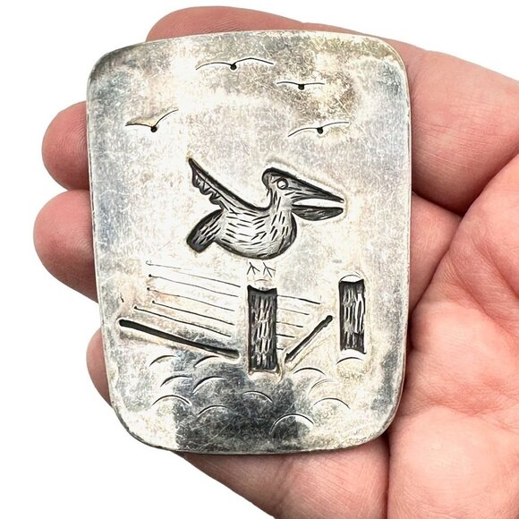 Vintage Hallmarked DM Bolo Pendant Sterling Silver Bird Sea Gull Design - Picture 6 of 8